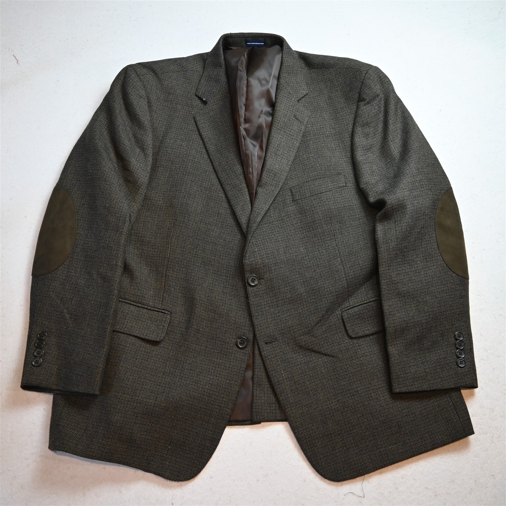Stafford 48R Brown Nailshead 100% Wool Tweed Mens Blazer Suit Jacket Sport Coat